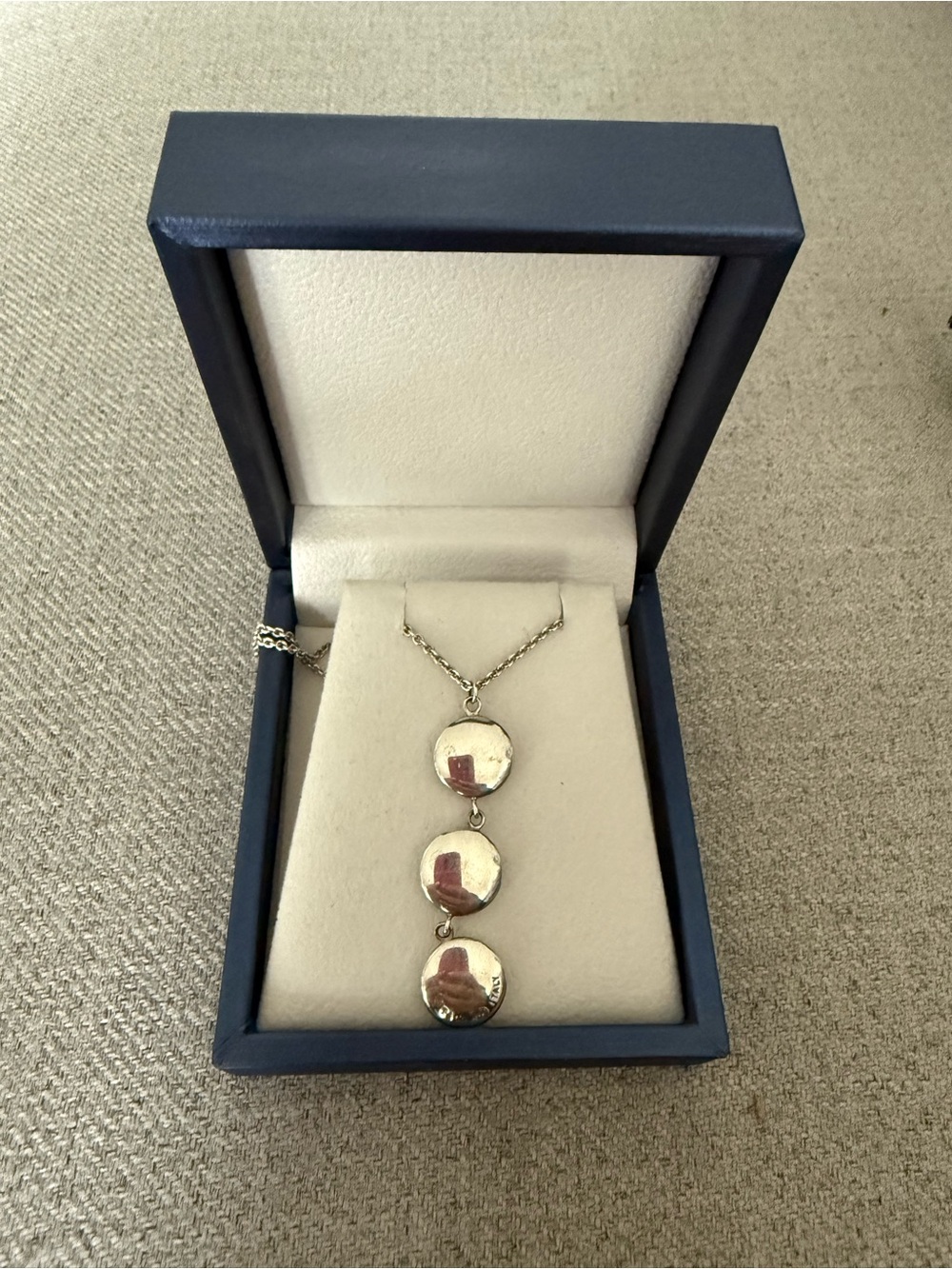 Tiffany & Co Sterling Silver Triple Disc/Dot Pendant Necklace - Silver